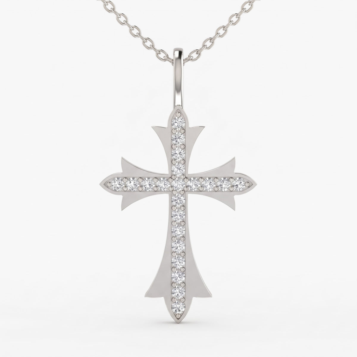 Celestial Radiance Round Diamond Cross Pendant Necklace
