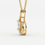 Celestial Embrace Emerald Cut Diamond Pendant necklace