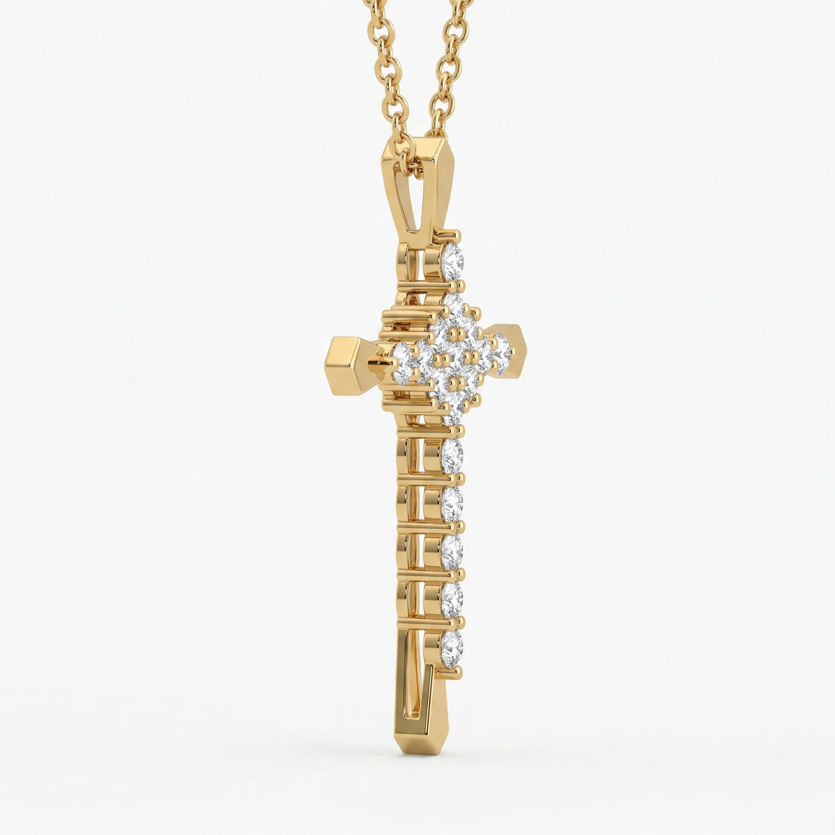 Radiance Round Diamond Cross Pendant Necklace