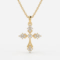 Celestial Bloom Round Diamond Cross Pendant Necklace