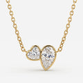 Eternal Embrace Dual Heart & Pear Diamond Pendant Necklace