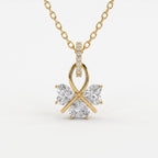 Grace Triple Heart Diamond Butterfly Pendant Necklace