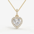 Luxury Elegant Heart Diamond Halo Pendant Necklace