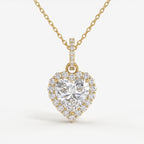 Luxury Elegant Heart Diamond Halo Pendant Necklace