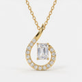 Celestial Embrace Emerald Cut Diamond Pendant necklace
