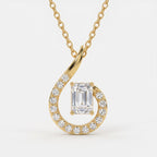 Celestial Embrace Emerald Cut Diamond Pendant necklace