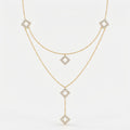 Celestia Luxe Double-Layer Geometric Round Diamond Fashion Necklace