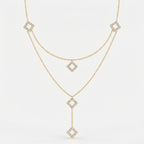 Celestia Luxe Double-Layer Geometric Round Diamond Fashion Necklace