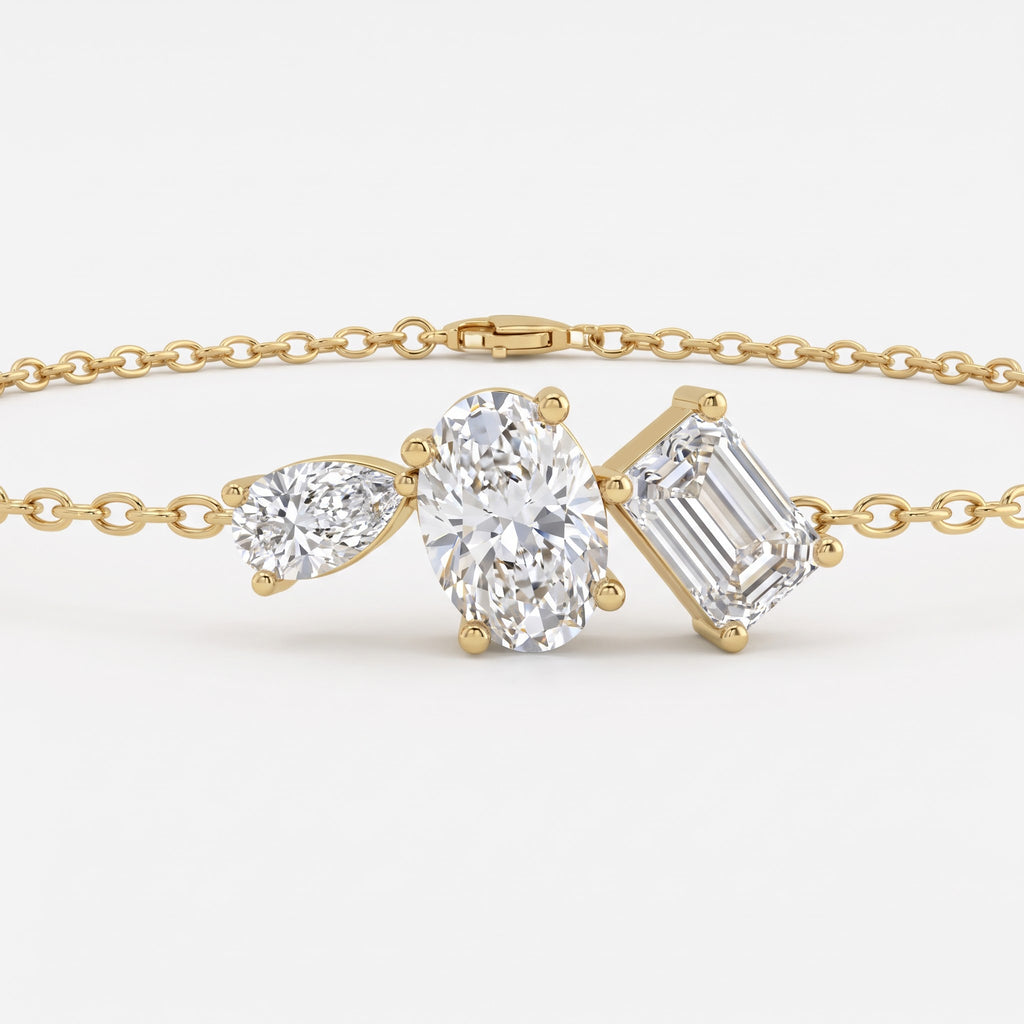 Luxe Lumière Three-Stone Chain Bracelet