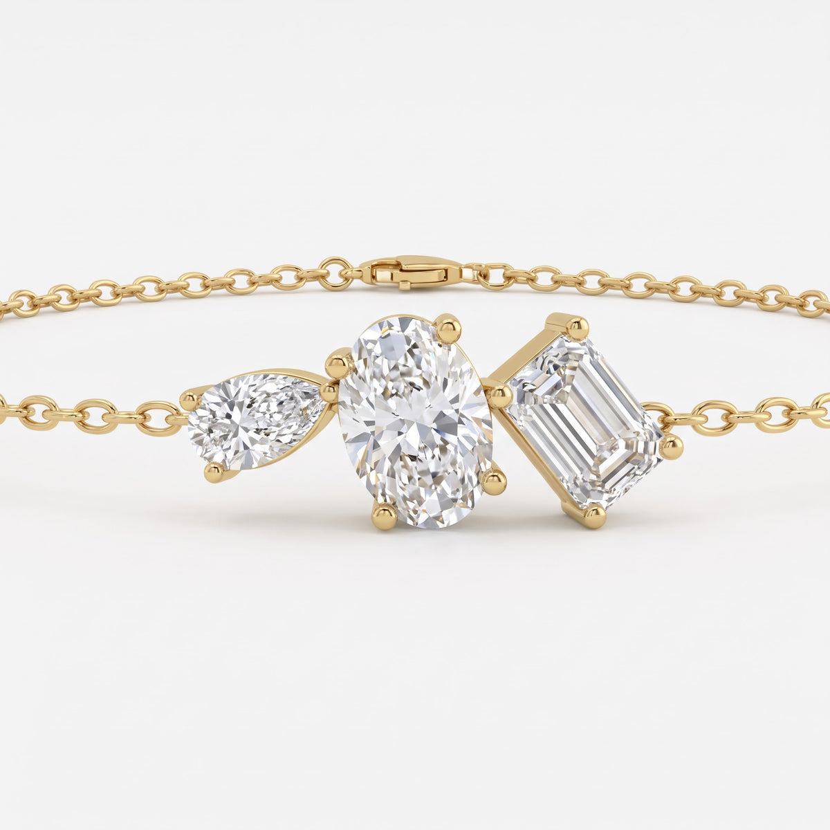 Luxe Lumière Three-Stone Chain Bracelet