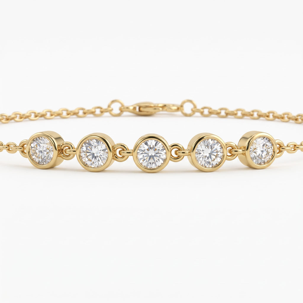 Elegance Five-Stone Round Diamond Chain Bracelet