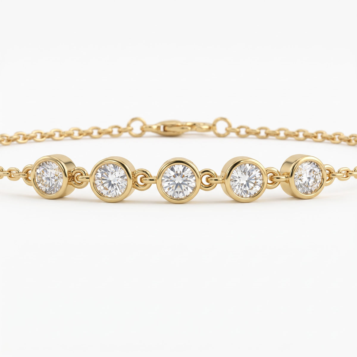 Elegance Five-Stone Round Diamond Chain Bracelet