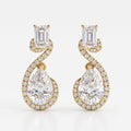 Celestia Luxe Emerald & Pear Cut Diamond Twist Fashion Earrings