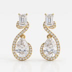 Celestia Luxe Emerald & Pear Cut Diamond Twist Fashion Earrings