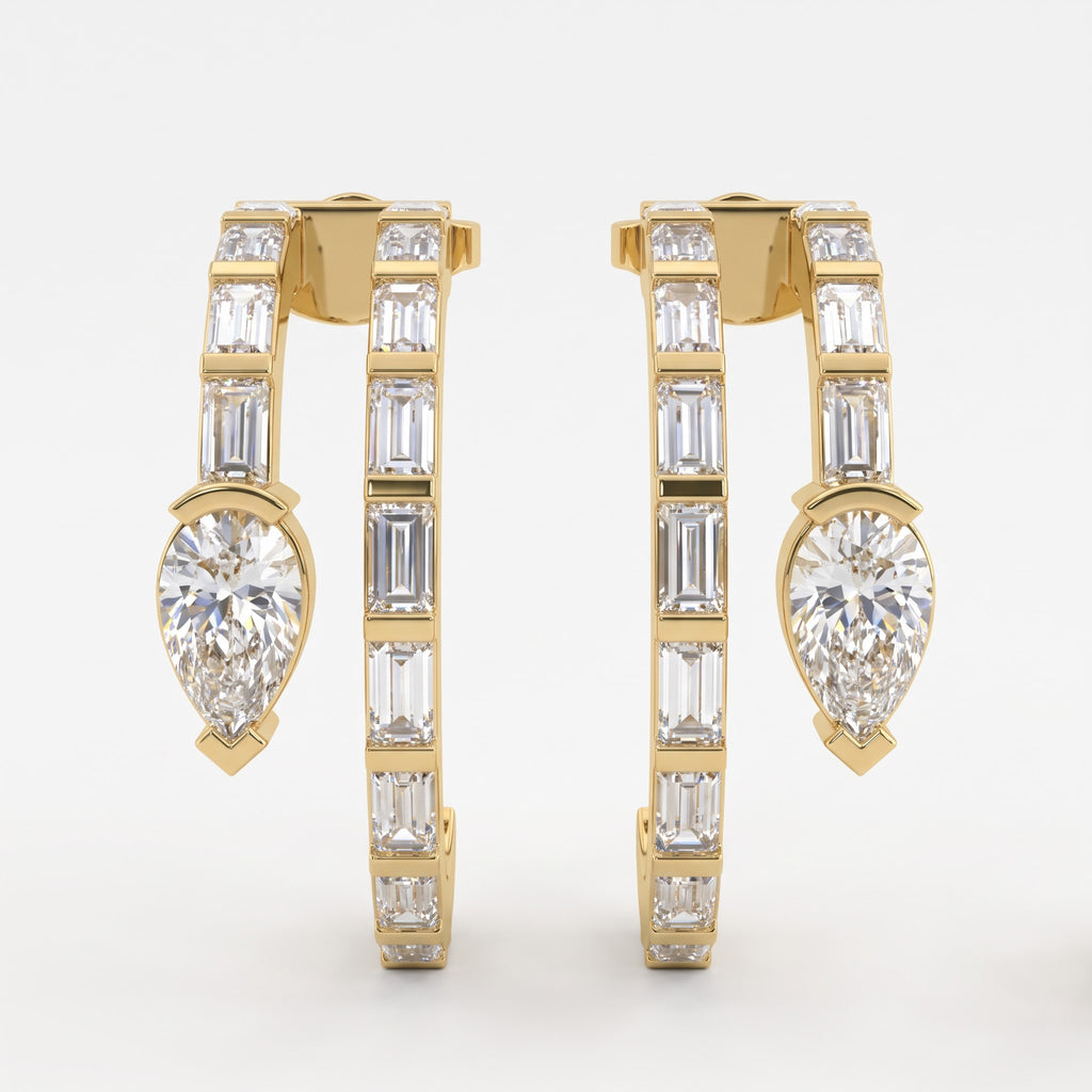 Celestia Luxe Baguette & Pear Diamond Fashion Earrings