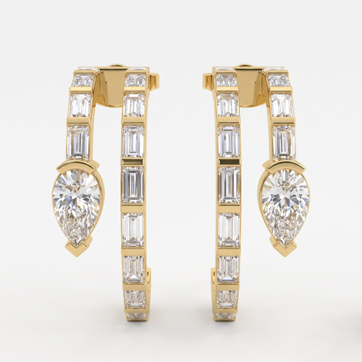 Celestia Luxe Baguette & Pear Diamond Fashion Earrings