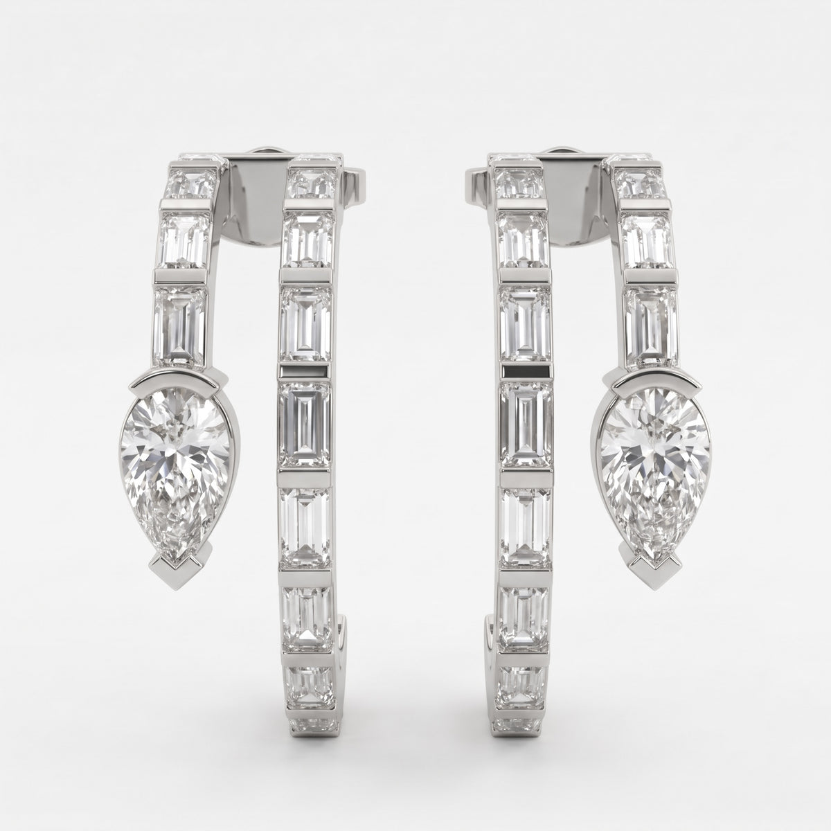 Celestia Luxe Baguette & Pear Diamond Fashion Earrings