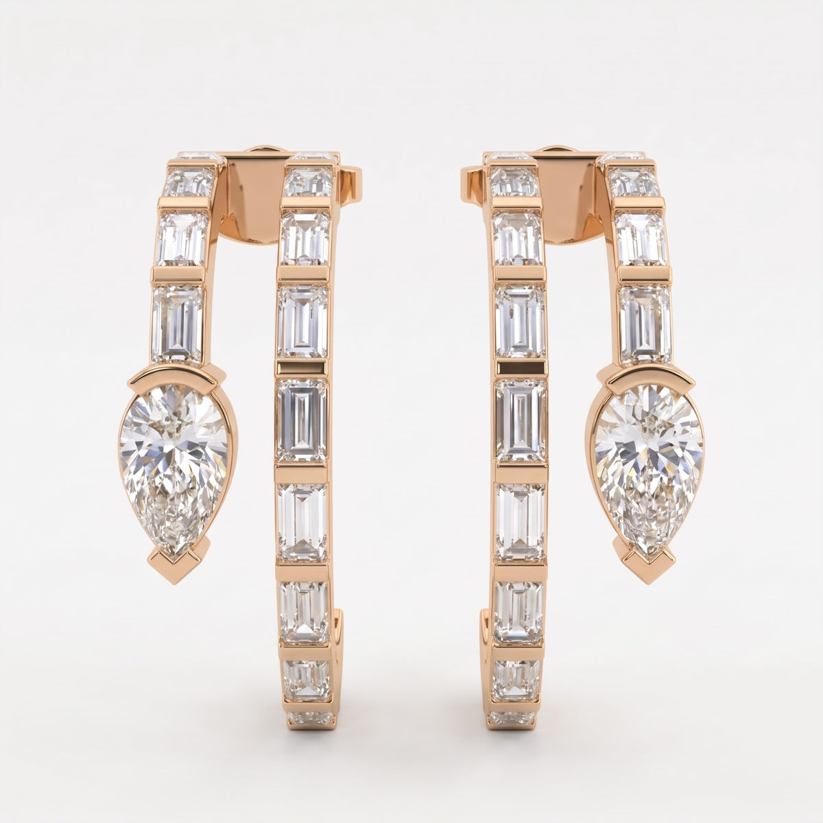 Celestia Luxe Baguette & Pear Diamond Fashion Earrings