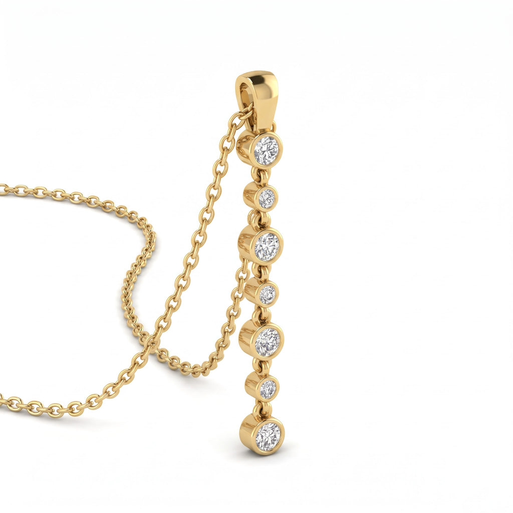 Celestia Bezel Round Diamond Cascade Pendant Necklace