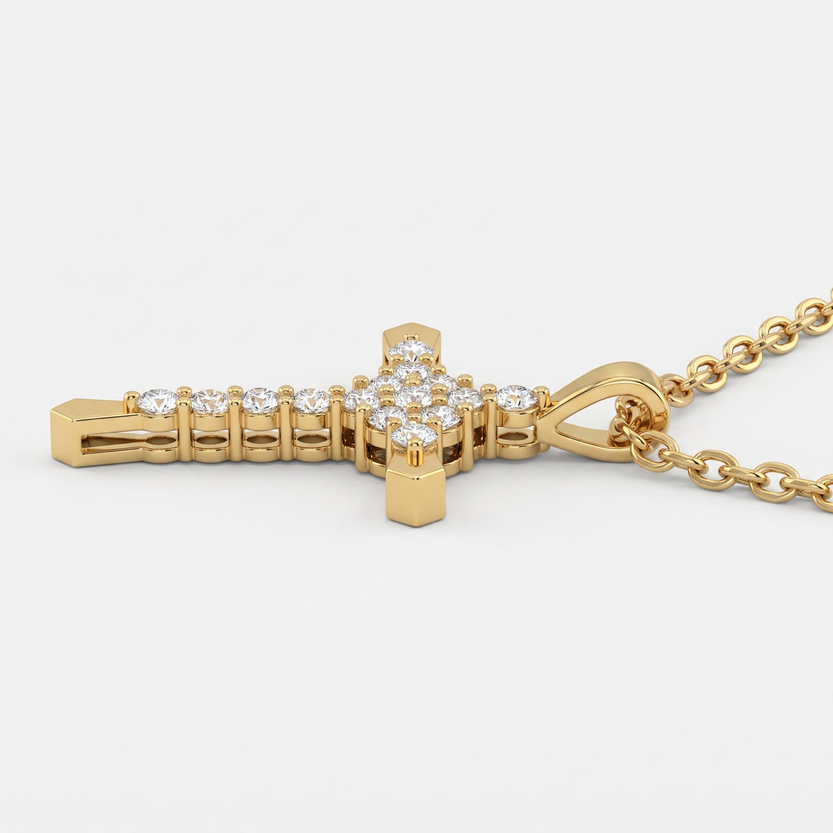 Radiance Round Diamond Cross Pendant Necklace