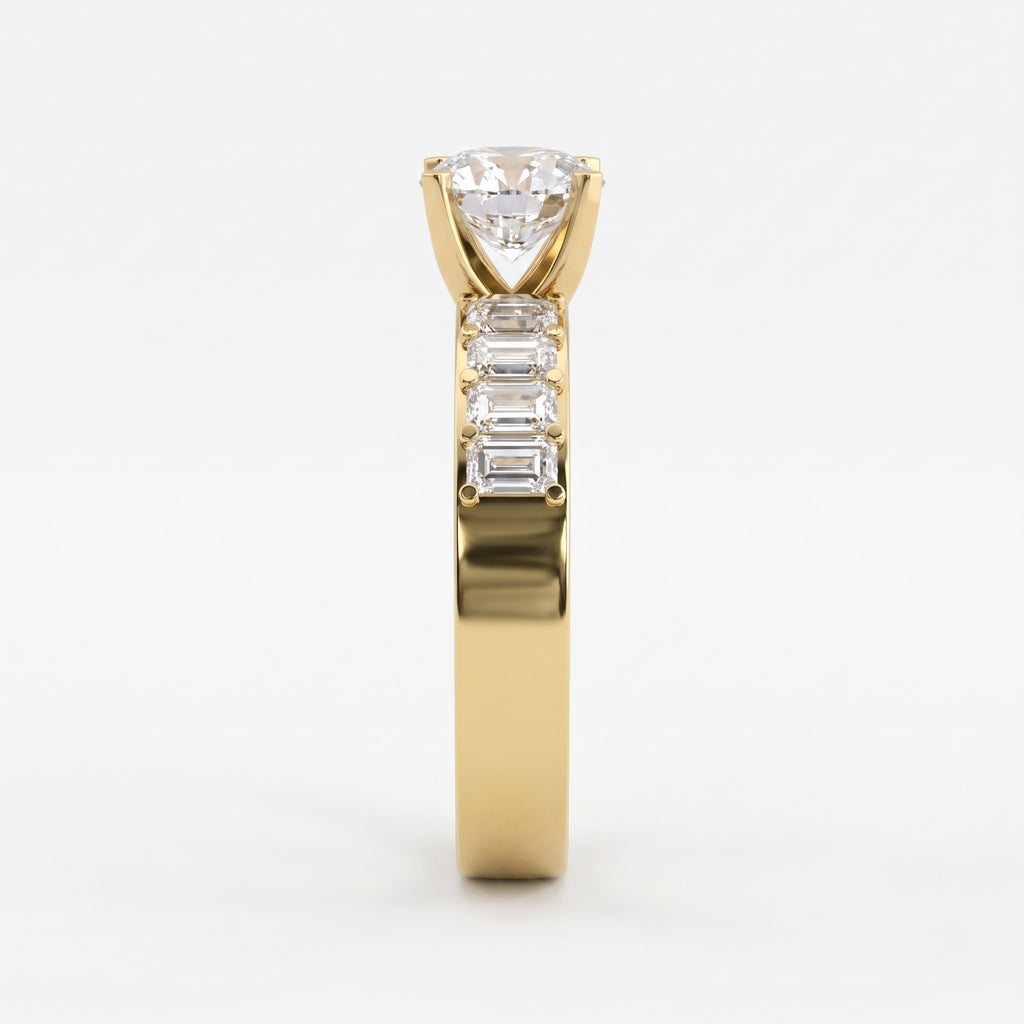 Luxe Radiance Round Brilliant Diamond Side Stone Ring