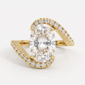 Celestia Twist Oval Diamond Crossover Side Stone Ring