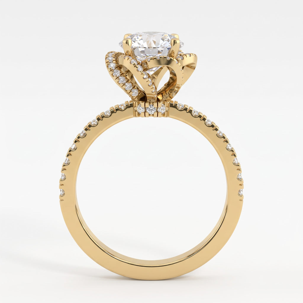 The Aurelia Bloom Floral Round Diamond Hidden Halo Ring