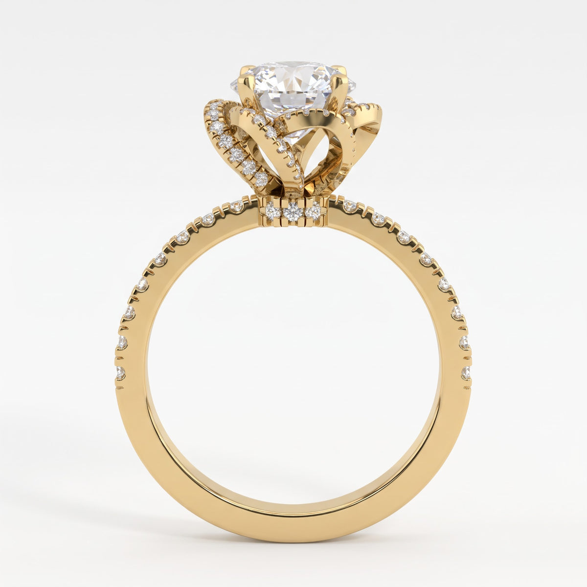 The Aurelia Bloom Floral Round Diamond Hidden Halo Ring