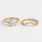 Celestial Glow Oval Diamond Side Stone Ring