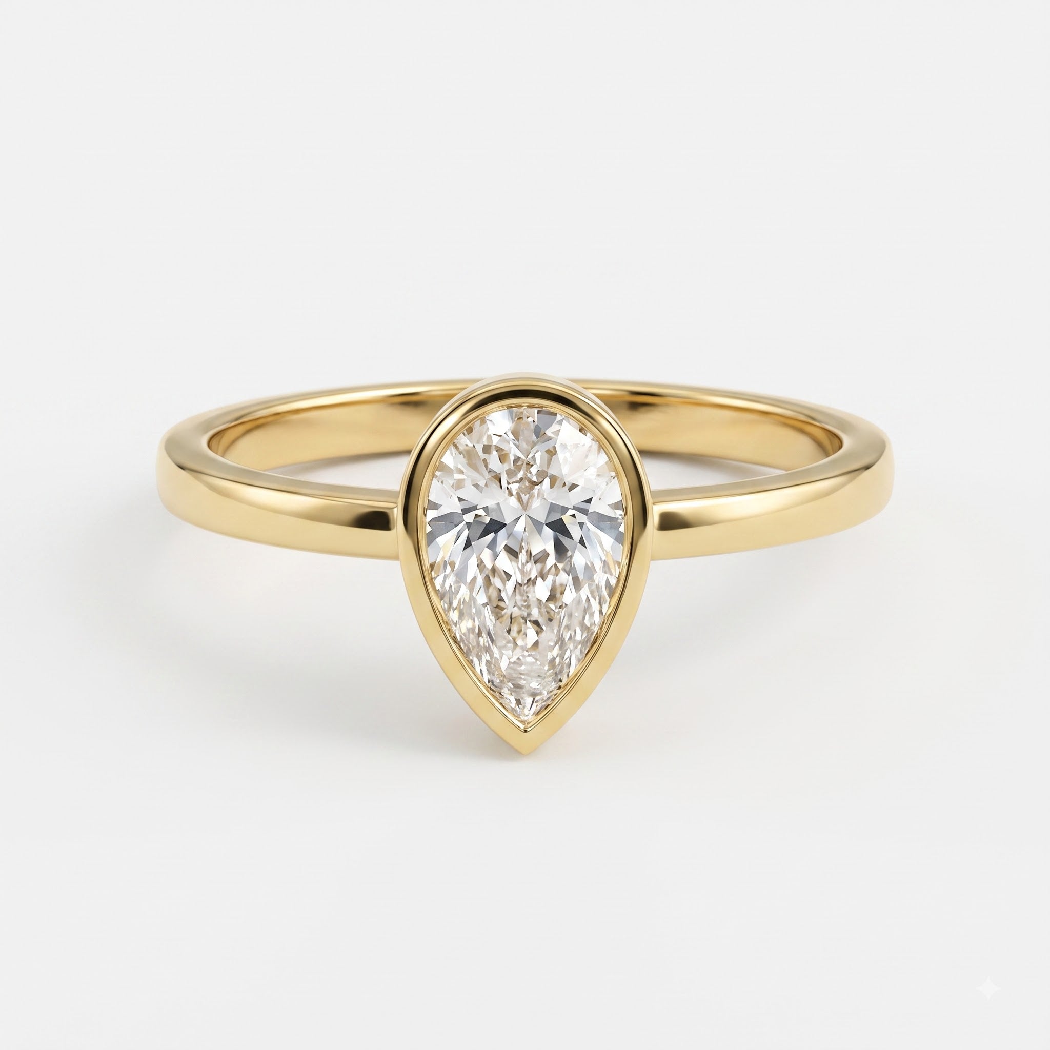 Vela Pear Diamond Bezel Setting Solitaire Ring