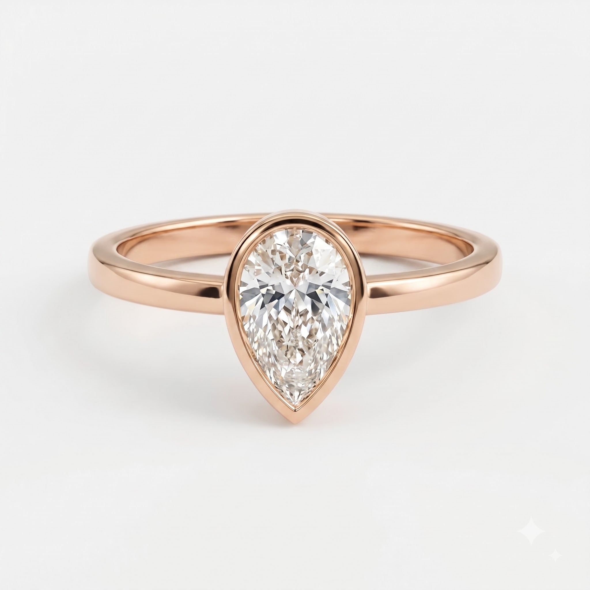 Vela Pear Diamond Bezel Setting Solitaire Ring