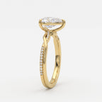 Seraphina Pear Diamond Crossover Side Stone Engagement Ring