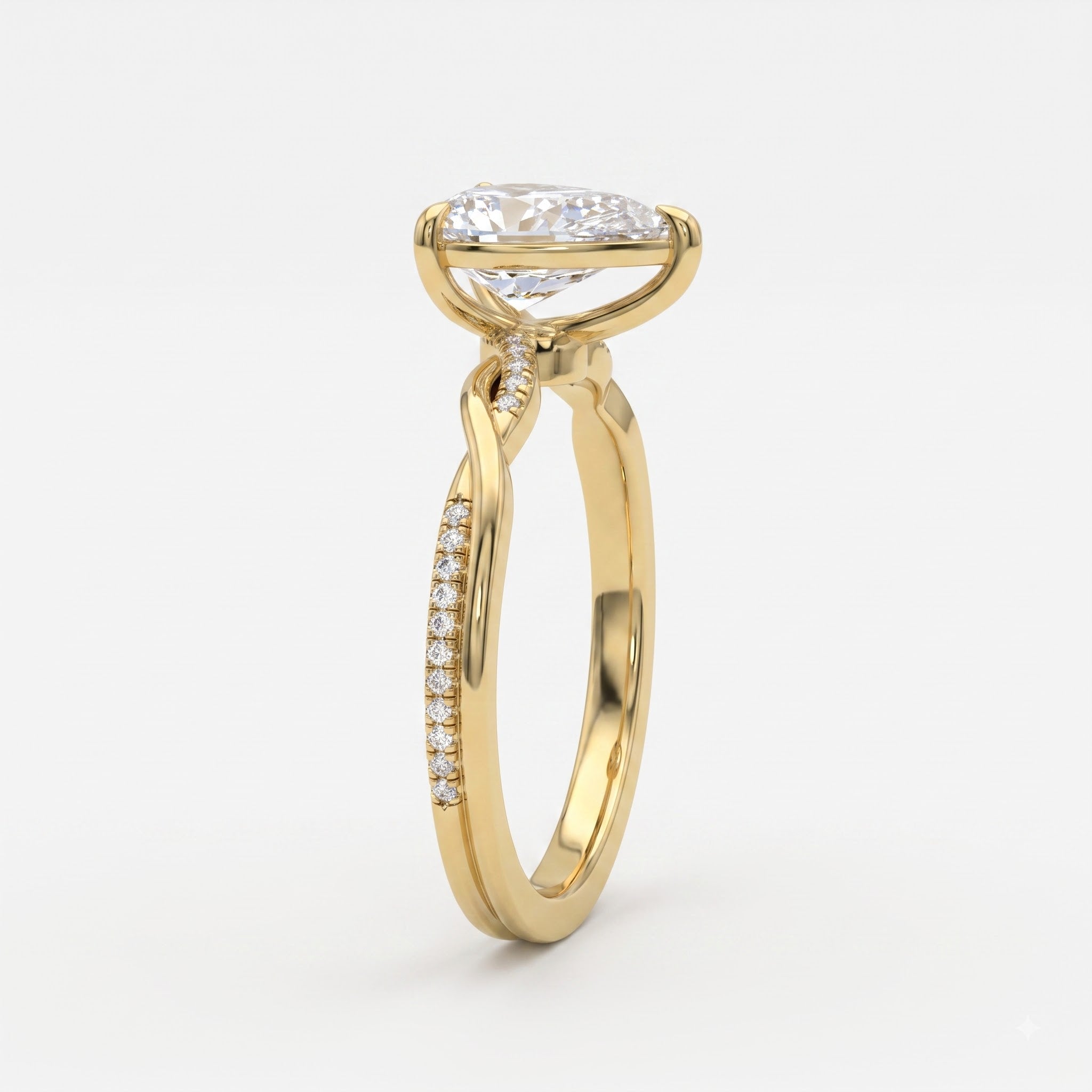 Seraphina Pear Diamond Crossover Side Stone Engagement Ring