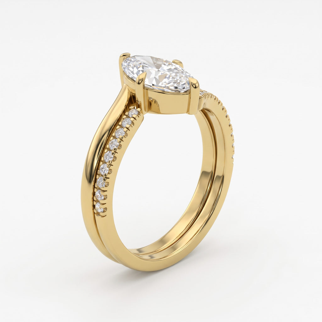 Celestial Marquise Diamond Twisted Side Stone Ring