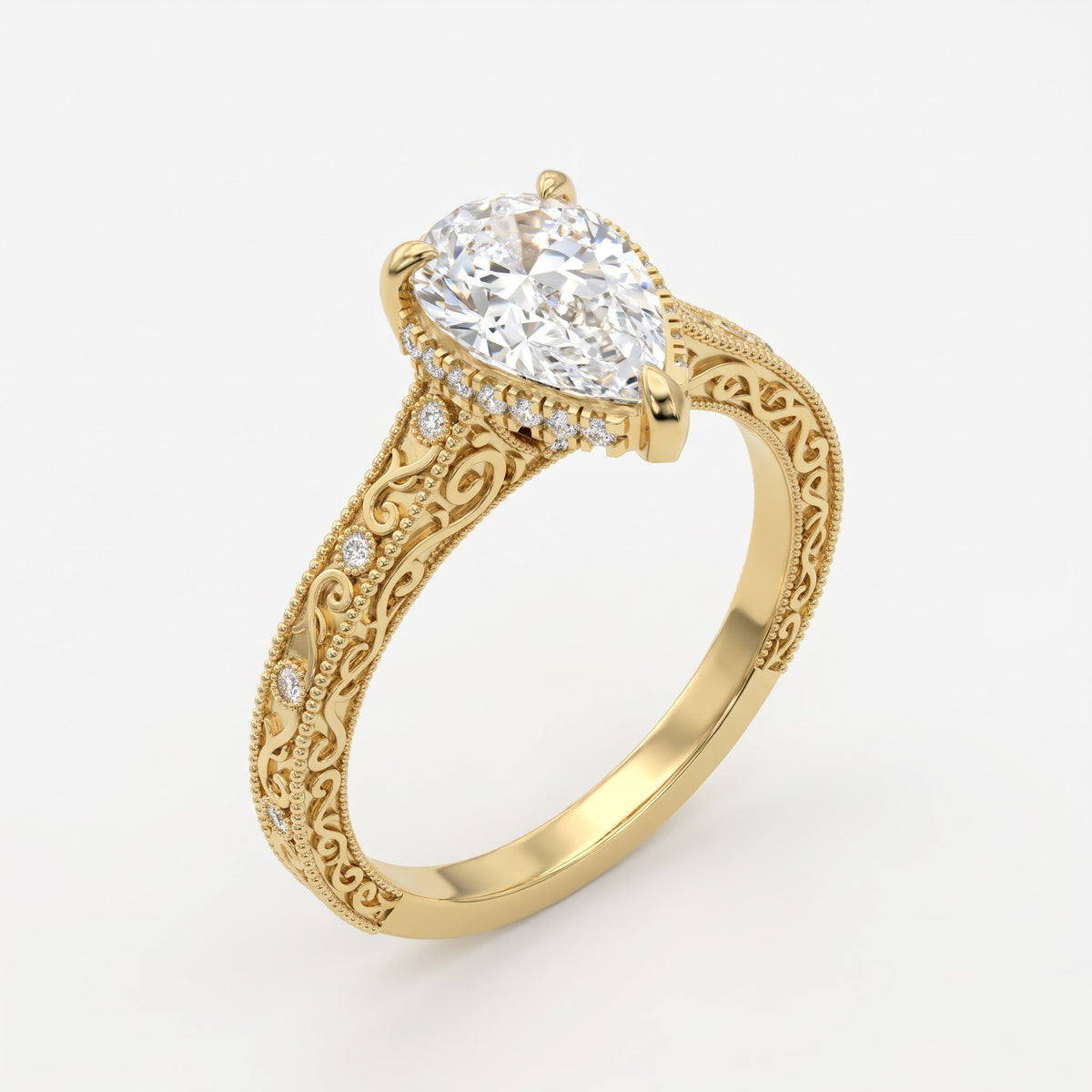 The Enchantress Pear-Cut Diamond Vintage Ring