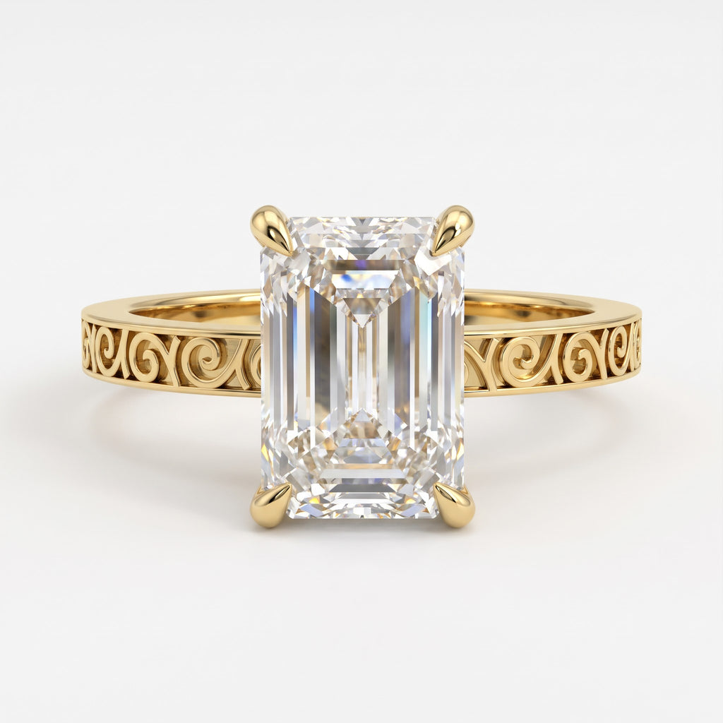 Celestia Royale Emerald-Cut Diamond Hidden Halo Ring