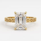 Celestia Royale Emerald-Cut Diamond Hidden Halo Ring