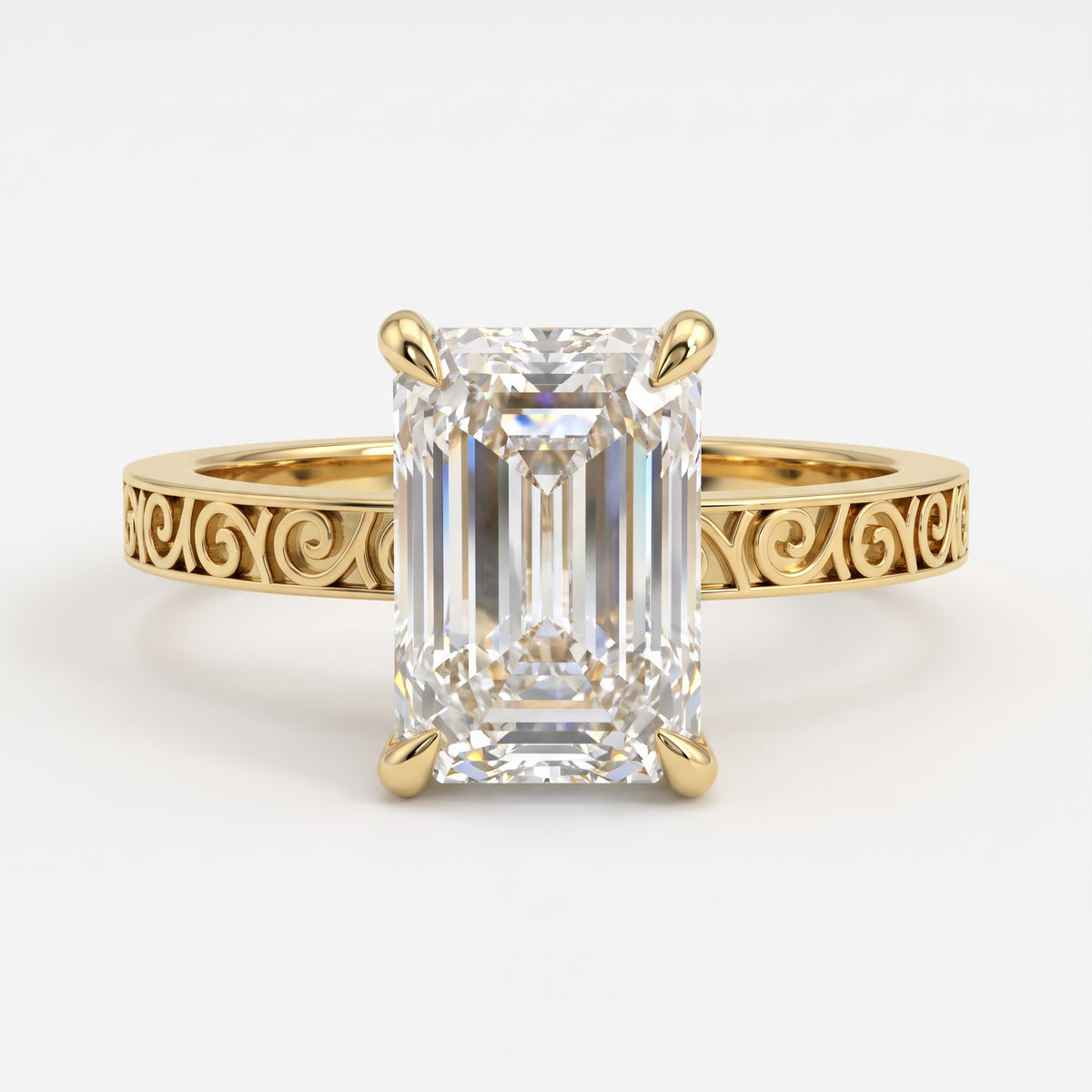 Celestia Royale Emerald-Cut Diamond Hidden Halo Ring