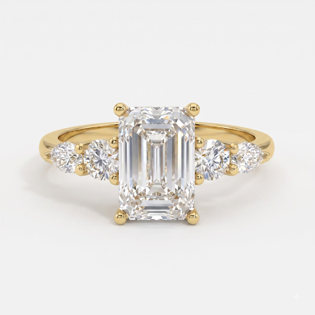 Emerald Cut Striking five-stone Diamond Engagement Ring