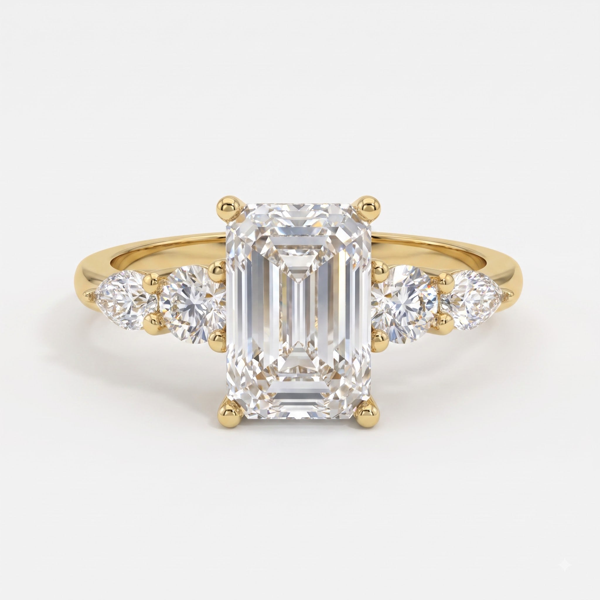Emerald Cut Striking five-stone Diamond Engagement Ring