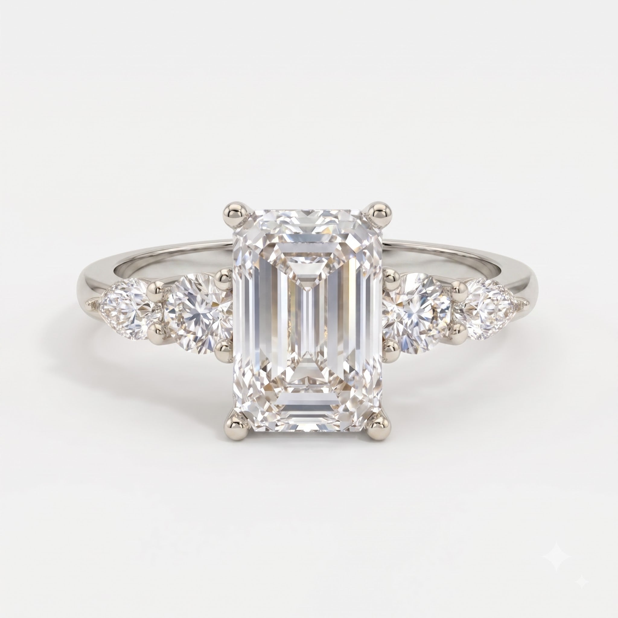 Emerald Cut Striking five-stone Diamond Engagement Ring