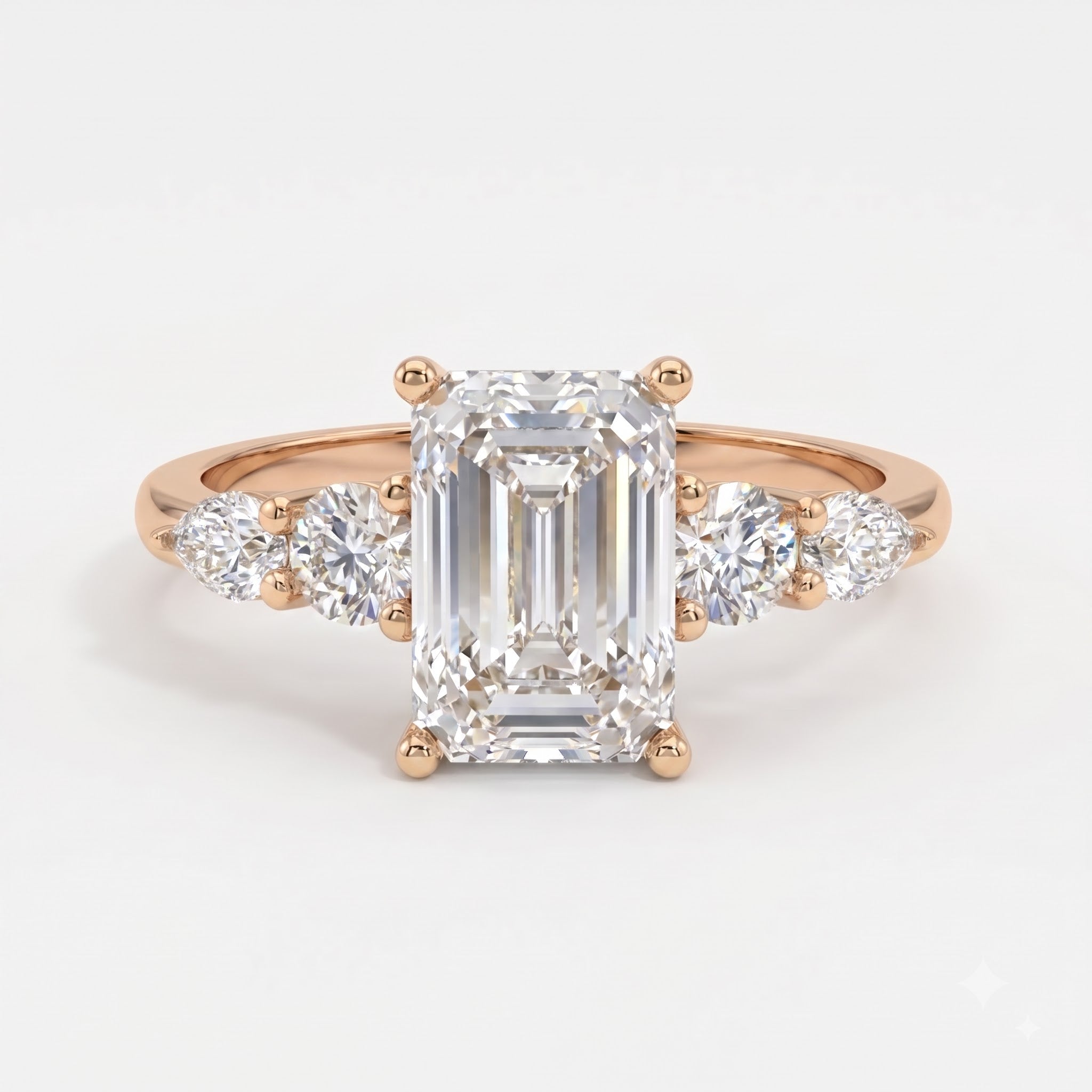 Emerald Cut Striking five-stone Diamond Engagement Ring