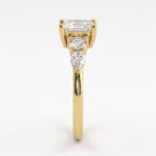 Modern Luxury Aurelia Asscher Five-Stone Diamond Side Stone Ring