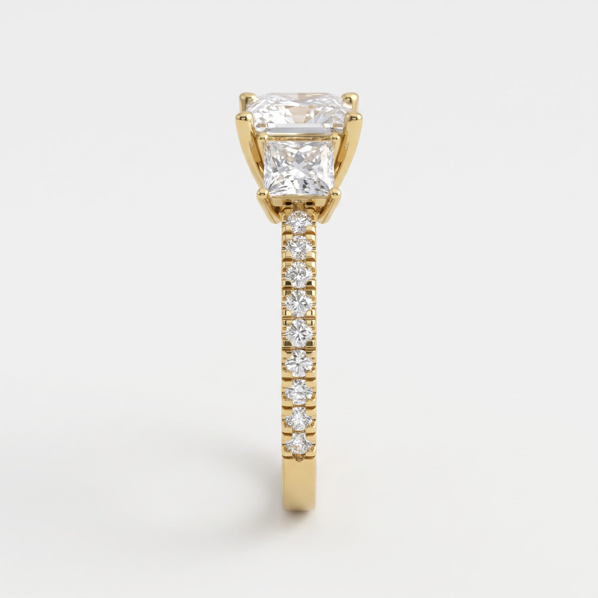 Regal Élan Princess-Cut Diamond Side Stone Ring