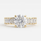 Luxe Radiance Round Brilliant Diamond Side Stone Ring