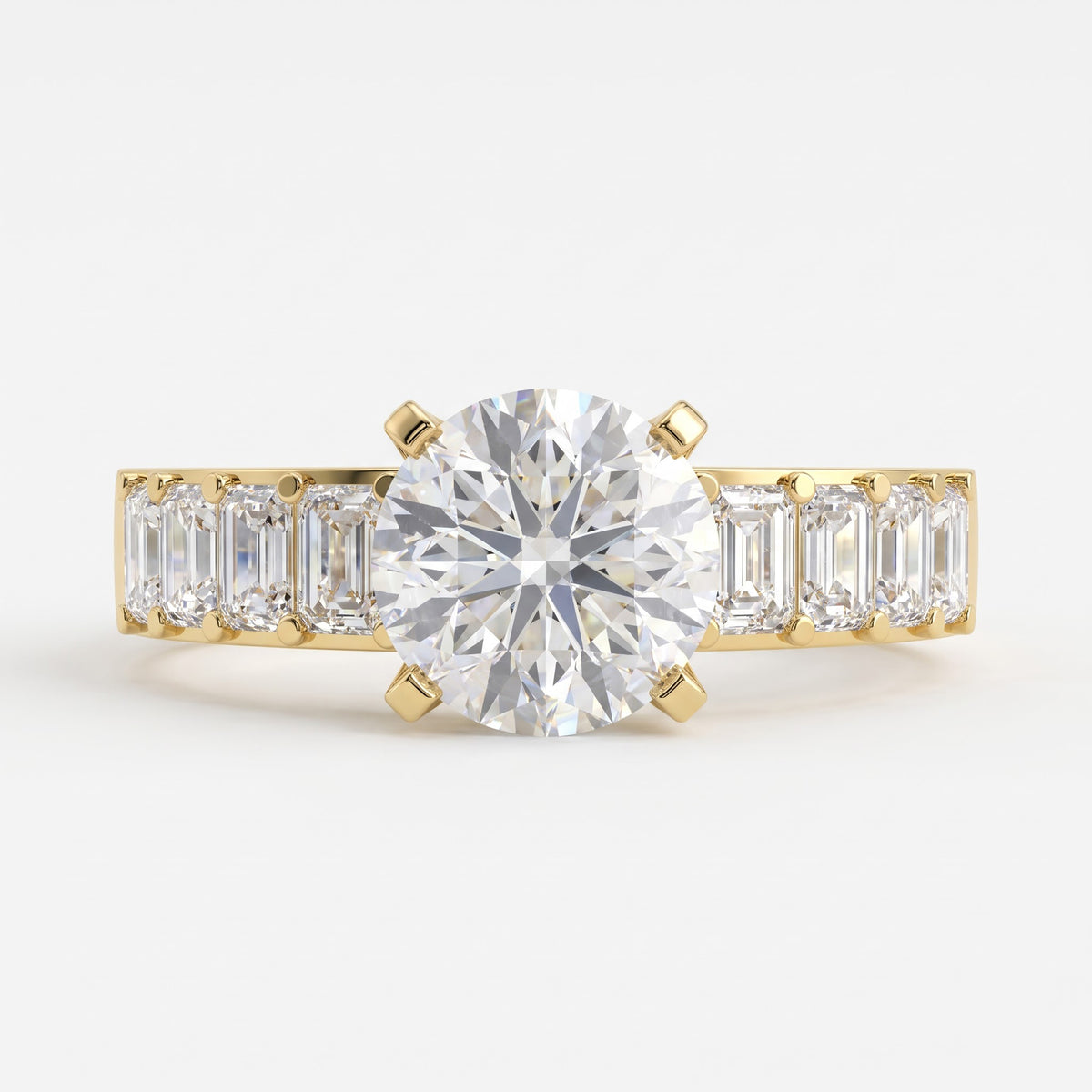 Luxe Radiance Round Brilliant Diamond Side Stone Ring