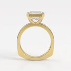Luxury Emerald Cut Diamond Bezel Setting Side Stone Ring