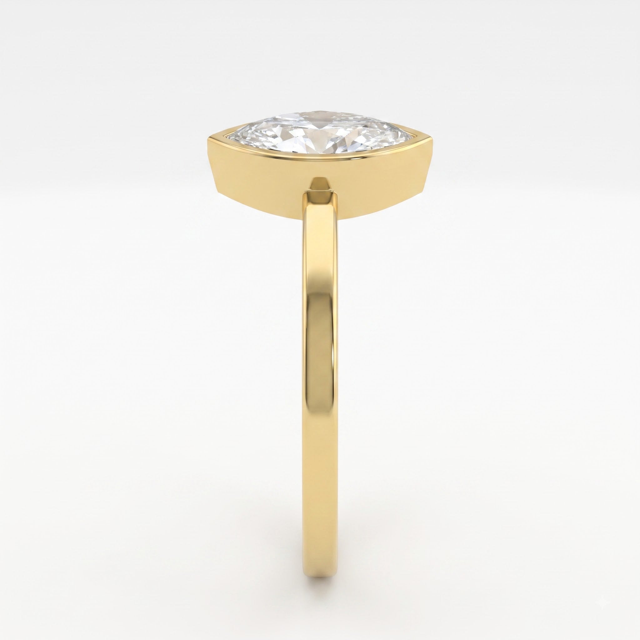 Modern Minimalist Marquise Diamond Bezel Setting Solitaire Ring