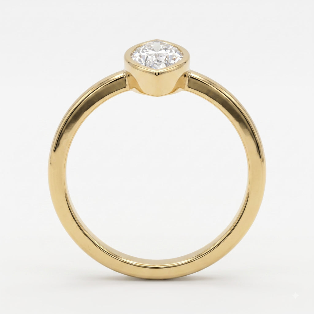 Modern Minimalist Marquise Diamond Bezel Setting Solitaire Ring