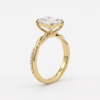 Radiant Diamond Sculpted Crossover Split-Shank Side Stone Ring